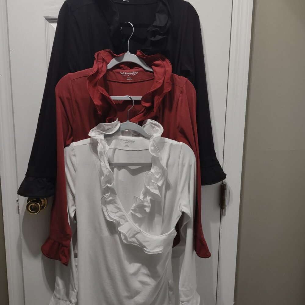Soft Surroundings ruffle surplice tops - side ruching - bundle of 3 - EUC size M